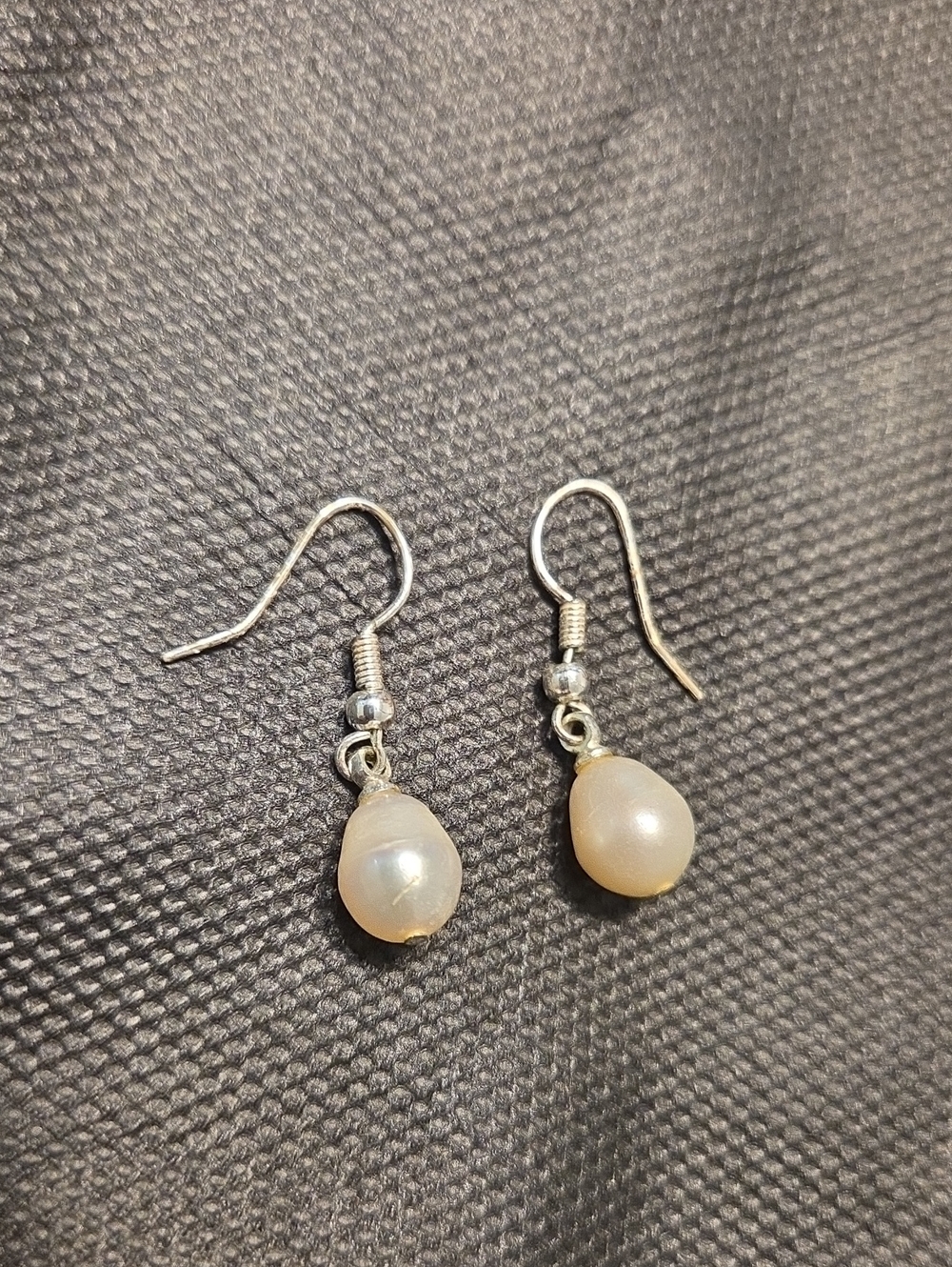 Freshwater Pearl Drop Earrings - Silver Tone